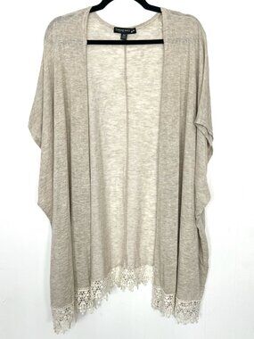 Living Doll Tan Lace Trim Knit Cover Up 3X